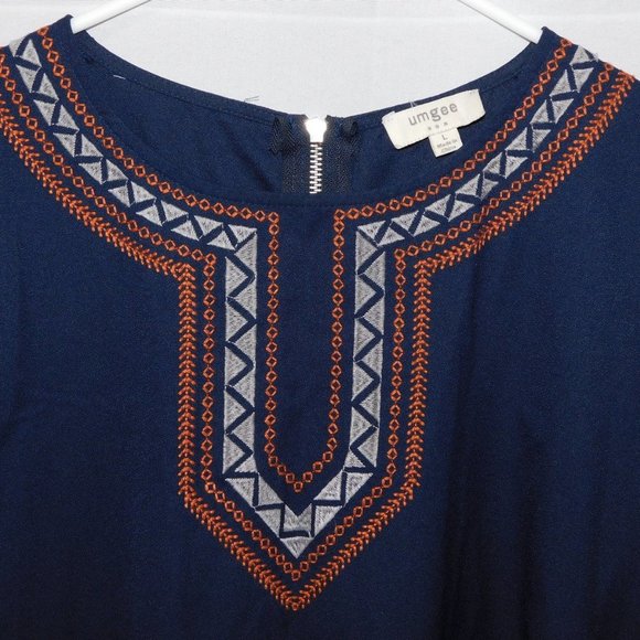 Umgee Womens L Blue Embroidered Boho Dress - Picture 6 of 10